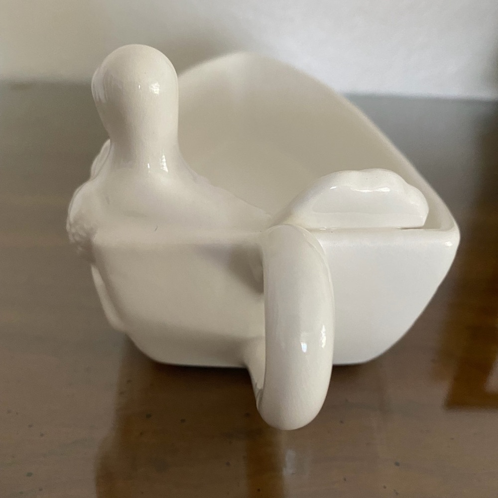 USS Gravy Boat Ship Shape Novelty Ceramic Serving Dish Gold & White - Picture 5 of 10